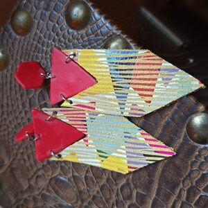 Leather and clay earrings